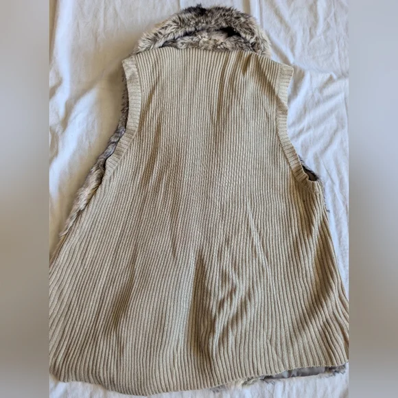 Soft Surroundings Feux Fox Fur And Knit Sweater Vest Size 1X - Picture 5 of 9